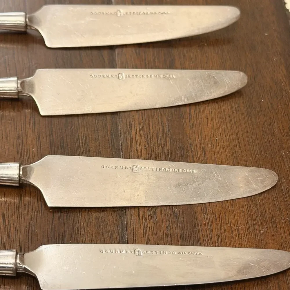 Gourmet Settings Dinner Knives Round Taper Point 10 1/8 Stainless Flatware Set 4
